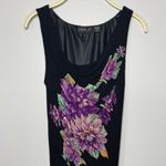 Lola P Floral Dress Size Large‎ Black Purple Fringe Hem Sleeveless Whimsygoth Photo 3