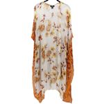 Nicole Miller NEW  Orange Floral Vacation Resort Island Swim Coverup Kimono OS Photo 1
