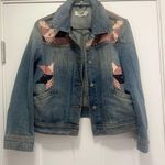 Coach Blue Denim Jacket with Brown and Pink Patch Photo 0