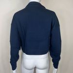 We Wore What  Terry Cropped Half Zip in Dress Blue Photo 4