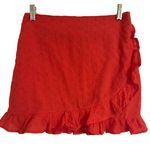 Le lis Women’s Coral Eyelet Ruffled Zippered Short Skirt Size: Medium Photo 0