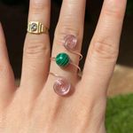 Handmade Malachite Rose Gold Crystal Ring Photo 0