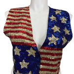 Vintage Match Ups American Flag Sequin Vest Patriotic Red White Blue Size M Size M Photo 1