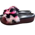 Crocs  CB Pink Black Fuzzy Platform So Luxe Slide sandal Summer Women’s size 9 Photo 4