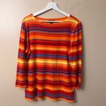 Ralph Lauren Lauren Women's Top Pullover 3/4 Sleeve 100% Cotton Striped Size L Photo 1