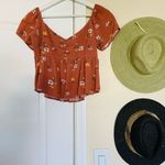 American Vintage LA Hearts Coral Pink Spring Floral Boho off the Shoulder Crop Top Blouse Size L Photo 1