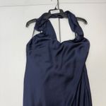 Fame and Partners  Francois Gown navy blue silky cocktail dress Size 14 Photo 3