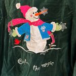 Quacker Factory  womens Capture the Magic velvet Embroidered snowflakes green M Photo 5