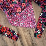 ZARA Floral Wrap Long Sleeve Shoulder Pad Top Photo 9