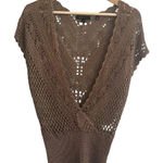BCBG MaxAzria Womens Y2K Open Knit Crochet Sweater Sz L Boho Hippie Fairy Grunge Photo 0