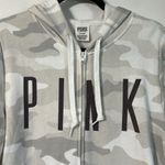 PINK - Victoria's Secret PINK Everyday Lounge Perfect Zip-Up Hoodie Lt Grey Camo Size M Photo 9