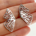 Silver Butterfly Wing Stud Earrings Photo 0