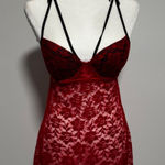 Red Lace‎ Babydoll Lingerie Black Trim Bow Body Jewels Sleepwear size Small Photo 0