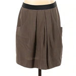 BCBGMAXAZRIA | 100% Silk Chocolate Brown & Black Skirt w/ Pockets Size 0 XS Photo 1