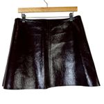 H&M Brown High Rise Shiny Faux Leather A Line Mini Skirt Womens M Going Out Size M Photo 3