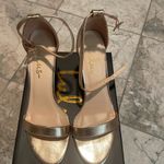Lulu's Gold Ankle Strap Heels with Platform Sole Size 8.5 Photo 2