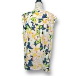 J.Crew XL Cream Blue Floral Sleeveless Blouse Watercolor Vacation Resort Travel Photo 3