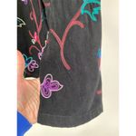 Koret Sz L Black Button Down Colorful Embroidered Long Sleeve Blouse Art to Wear Size L Photo 5