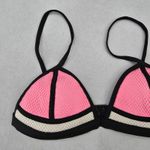 Black Pink Mesh Boho Triangle Padded Swim Sports Bra Beach Bikini Top M Medium Photo 2