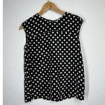 Kate Spade Silk Polka Dot Tank Top Medium Sleeveless Blouse Black Beige Photo 0