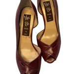 Van Eli Burgundy Leather Heels Open Toe Cut Out Detail Made in Italy Size 5 Red Photo 0