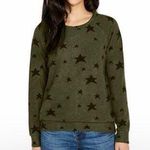 Buffalo Khaki Green Black Star Printed Novelty Print Crewneck Cozy Top NWT Photo 0