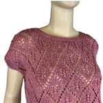 VINTAGE 1980'S PURPLE NYLON CAP SLEEVE LOOSE KNIT PULL OVER SWEATER (M) Size M Photo 5