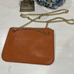 Like new! Brown Vegan leather‎ thin cross body gold chain Bag Photo 0
