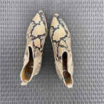 Marc Fisher  Beige Animal Print Snake Stacked Heel Leather Chelsea Booties 7M Photo 6