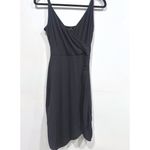 GOLDRAY Black Fraidy Size S Faux Wrap Knit Midi Dress Asymmetric Casual Basic Photo 2