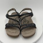 Aetrex  Jillian Size 9.5 Leather Sandals Navy Braided Quarter Strap Arch Support Photo 2