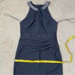 Alex Evenings  Compression Scuba Beaded Halter Sheath Dress Navy Blue‎ 10 Photo 11