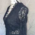 ASOS Petite Black Lace V Neck Long Sleeve Midi Sheath Dress Photo 4