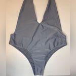L'Amorae Women’s Sexy Plunging‎ Neck Tie Backless Bodysuit Swimsuit Size M Gray Size M Photo 5