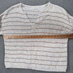 Blu Pepper V-Neck Stripe Pullover Sweater Women's Large Rolled Cuff Sleeve Knit Photo 6