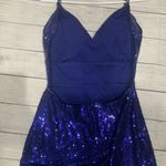 Blue Sequin Prom Dress Photo 4