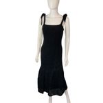 Lulus Black Chunky Knit Crochet Midi Dress Shoulder Tie Size Small Photo 1