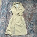 Lafayette 148 New York Sleeveless Trench Coat Dress Khaki Tan 100% Cotton Size 6 Photo 3