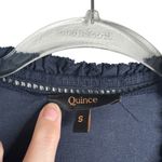 Quince Organic Textured Cotton Peasant Blouse Navy Blue 100% Cotton Swiss Dot S Photo 6