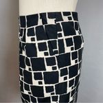 Banana Republic Skirt Cotton Silk Black White Abstract Blocks Pencil Pockets 4 Photo 5