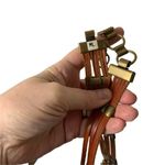 Vintage 80s boho leather metal beaded waist belt Brown Photo 6