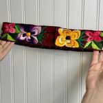 Vintage Floral Embroidered Red Belt Velcro Closure Photo 1