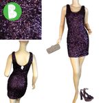 La Femme PURPLE SEQUIN BODY CON COCKTAIL MINI DRESS NWT (2) Photo 1