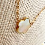 Gold filled over Stainless steel mothers of pearl clover necklace set jewelry Photo 3