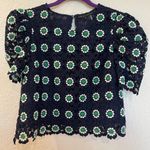 English Factory NWT  Navy Short Sleeve Flower Embroidery Blouse Photo 3