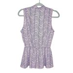 Poema Sleeveless Deep V-Neck Peplum Blouse Tank Top Pink Blue Small Striped Photo 10