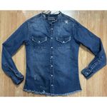 Minnie Mouse Denim Jean Jacket Shirt Shacket Grunge Retro Says Medium See Msrmts Blue Photo 3