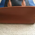 Neiman Marcus  shopping tote blue black and mustard pebbled leather shoulder bag Photo 5