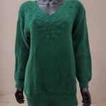 Vintage Reed Hunter Green Knit Floral Embroidered Sweater Tunic Ramie Cotton S Photo 0