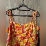 Old Navy  | Fitted Linen-Blend Tie-Shoulder Cropped Cami Top Size Large- smocked Photo 4